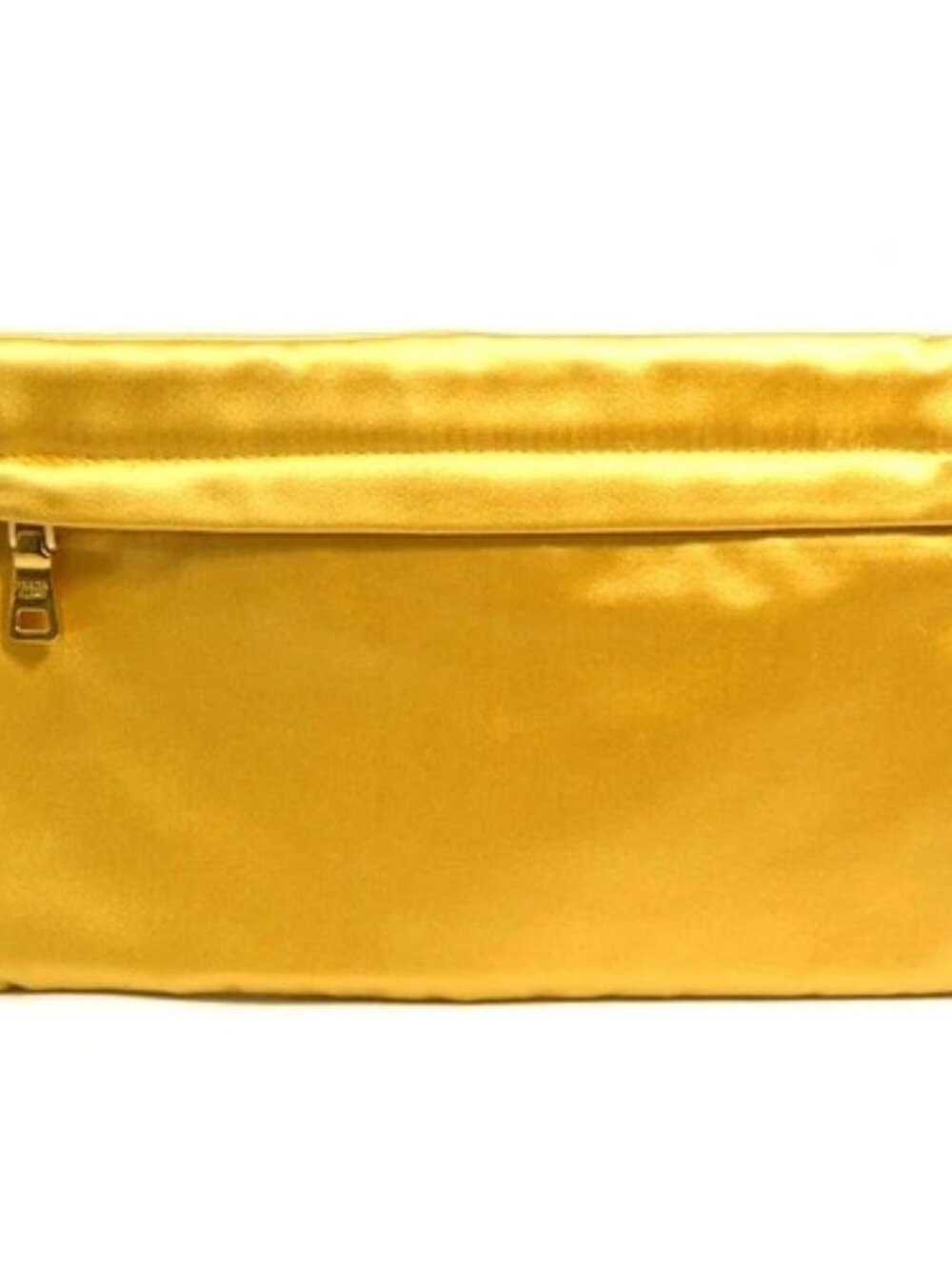 Auth PRADA Pouch Multicase Yellow Satin/Goldtone - r10929a